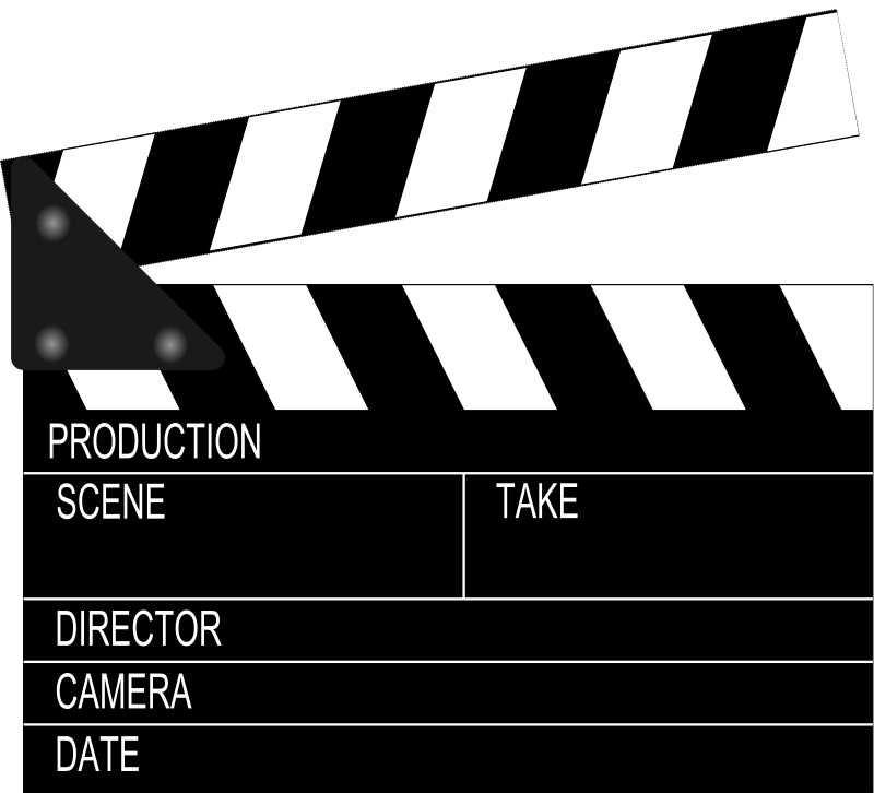 Clipart of black and white clapperboard