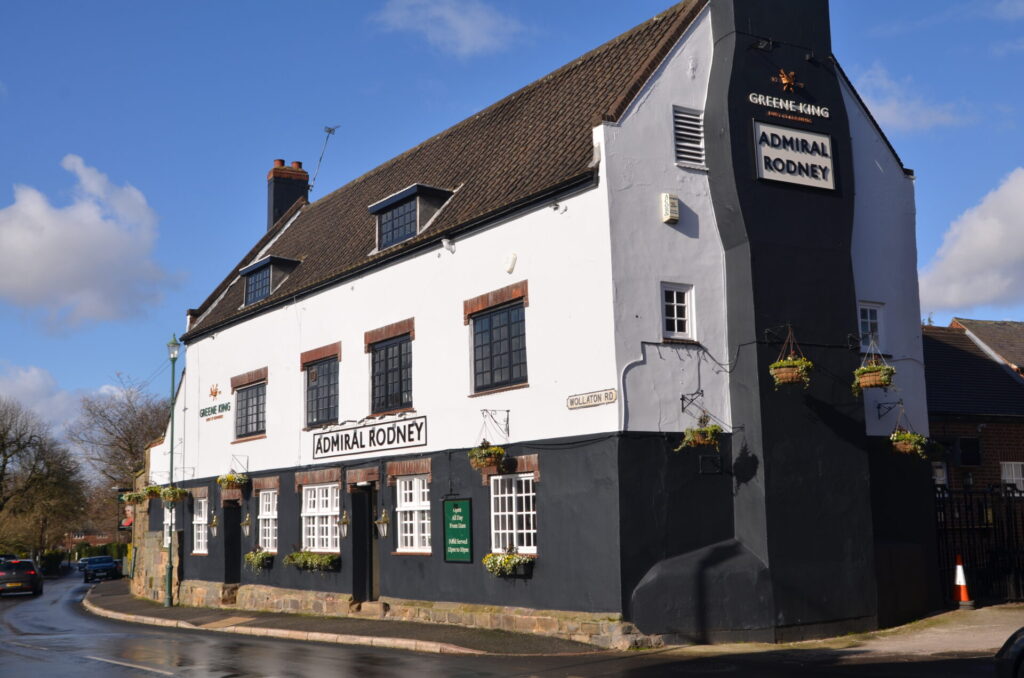 The Admiral Rodney pub, Wollaton, in winter sunshine.